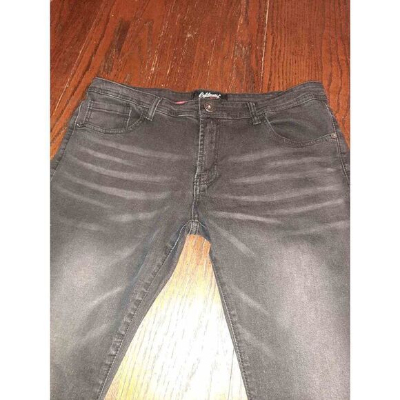 38" Waist California Vintage Straight Black Denim Blue Jeans - Picture 4 of 5